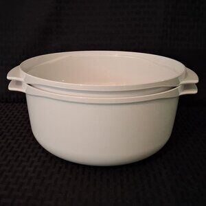 Tupperware Microwave Stack Cooker White 2 Piece 3 Qt -1 3/4 qt 2192 and 2210